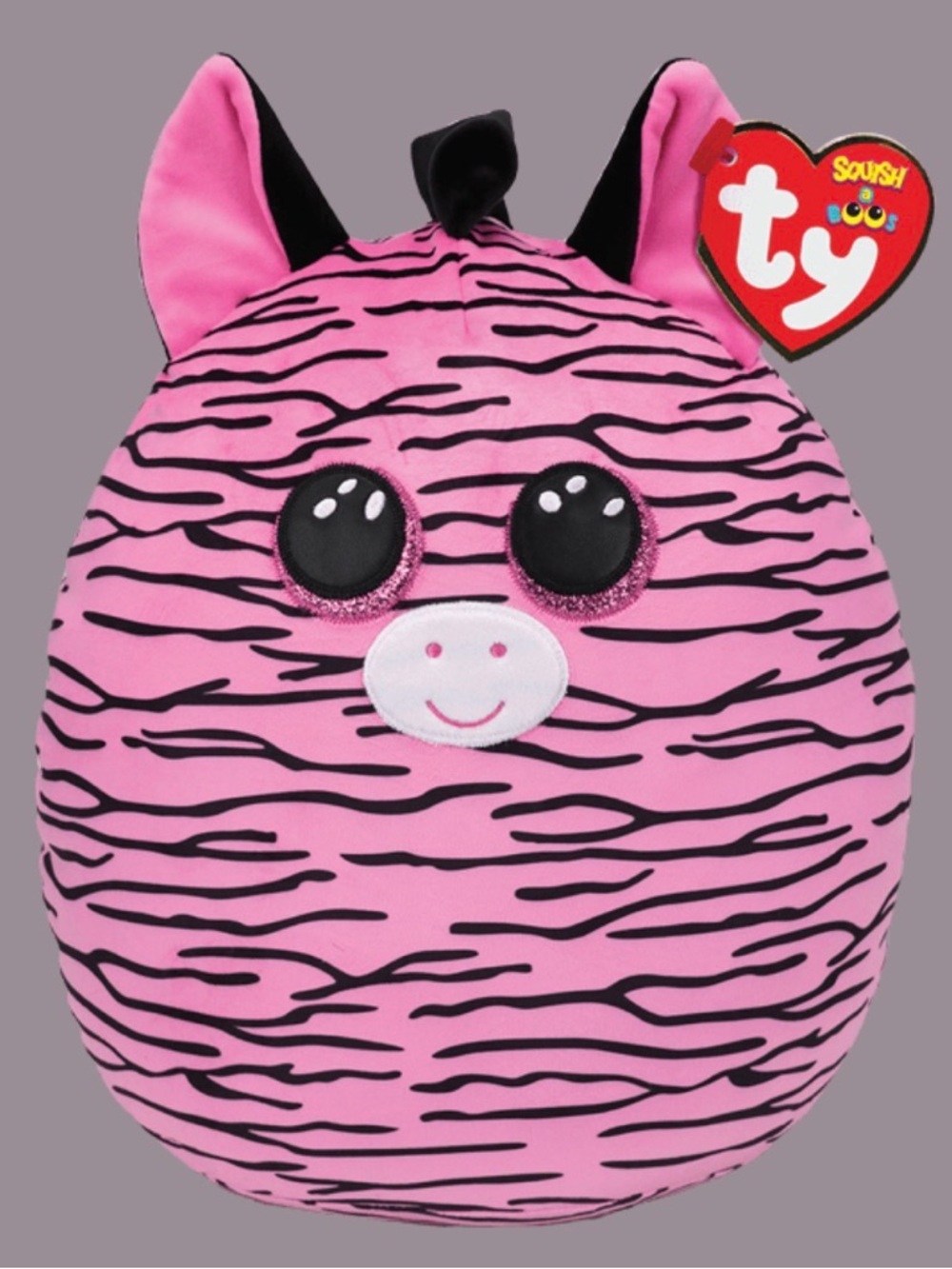 Ty Pink Zebra Squish Plush with Black Stripes